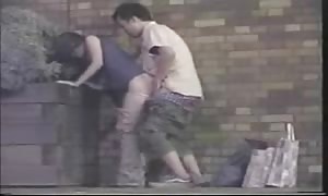 couple get caught drilling outside -spycam