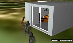 Foxy 3D Zombie stunner Taking ebony
 penis