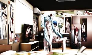 MMD Blue Hair beauty hairy g-spot awesome Lap Dance GV00138