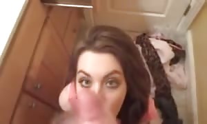 lovely brown-haired from wwwslutzclub. puts funny face when receiving a cumshot facial