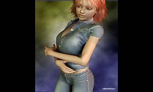 3d babe dressed all in jean