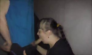 black-haired chick is performing a lovely violent mouth fuck!